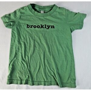 American Apparel BROOKLYN New York Youth Size 4 Kids Green T Shirt Solid Cotton